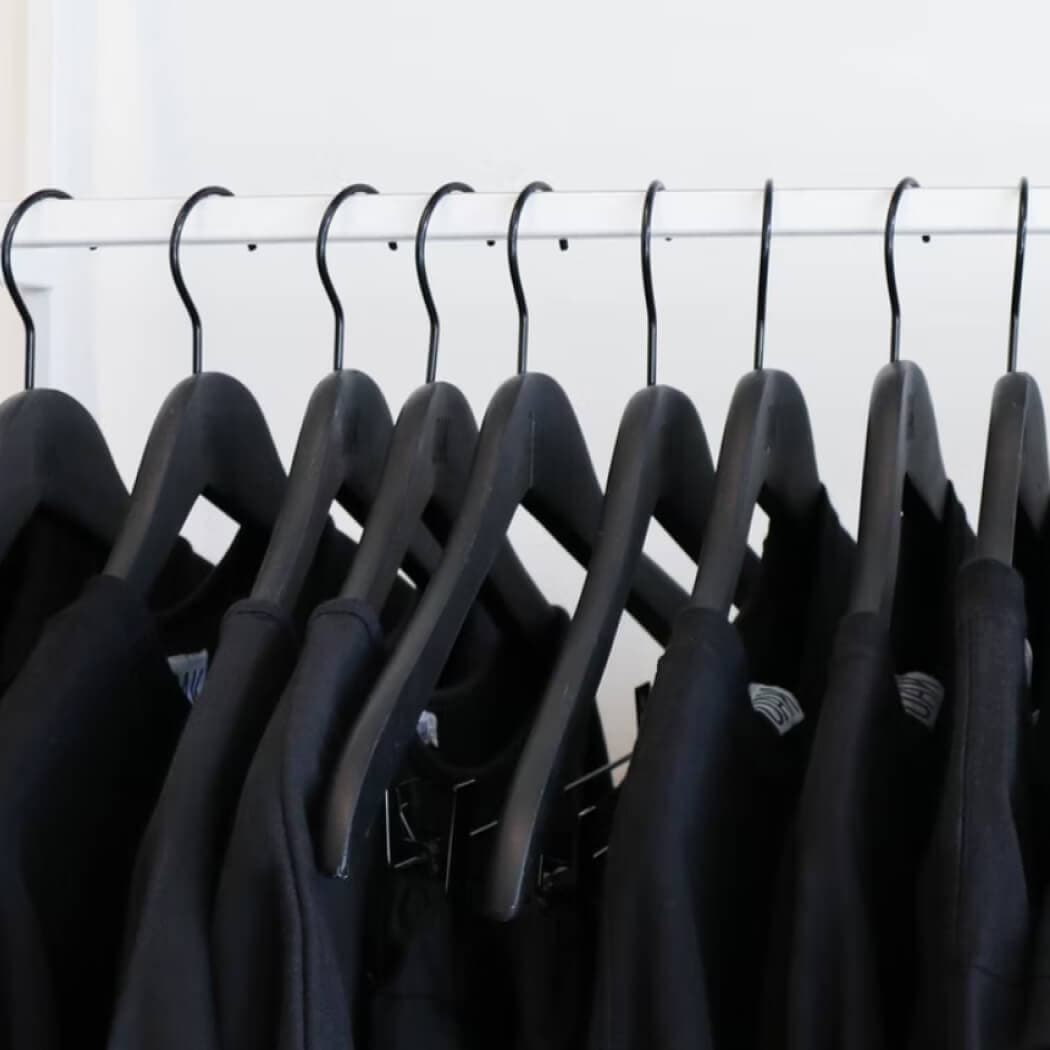 Jackets on a rack awaiting selection